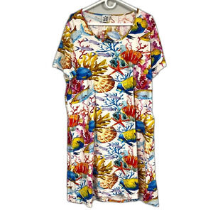 Parsley & Sage Underwater Keyhole Fish Stretch Dress Size 1X